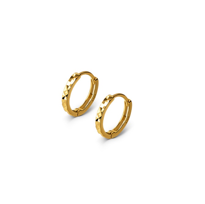 925 Sterling Silver Gold Plated Diamond Cut Hoop Earrings